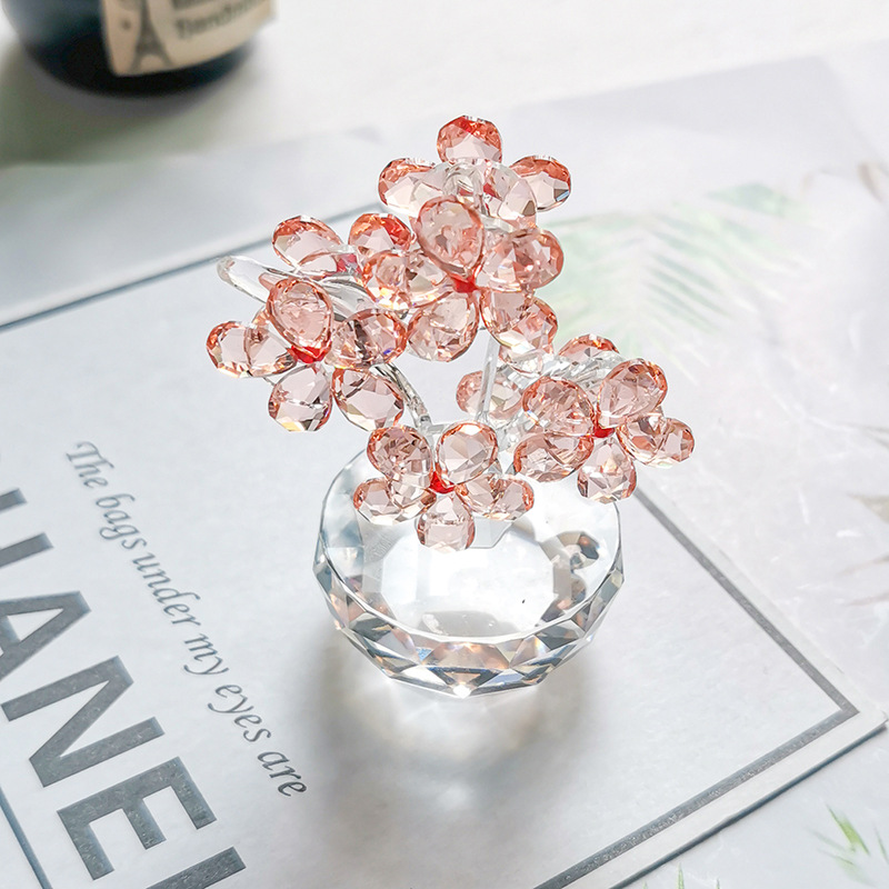 Paper Weight Crystal - K9 Crystal Plum Flower Figurines Glass