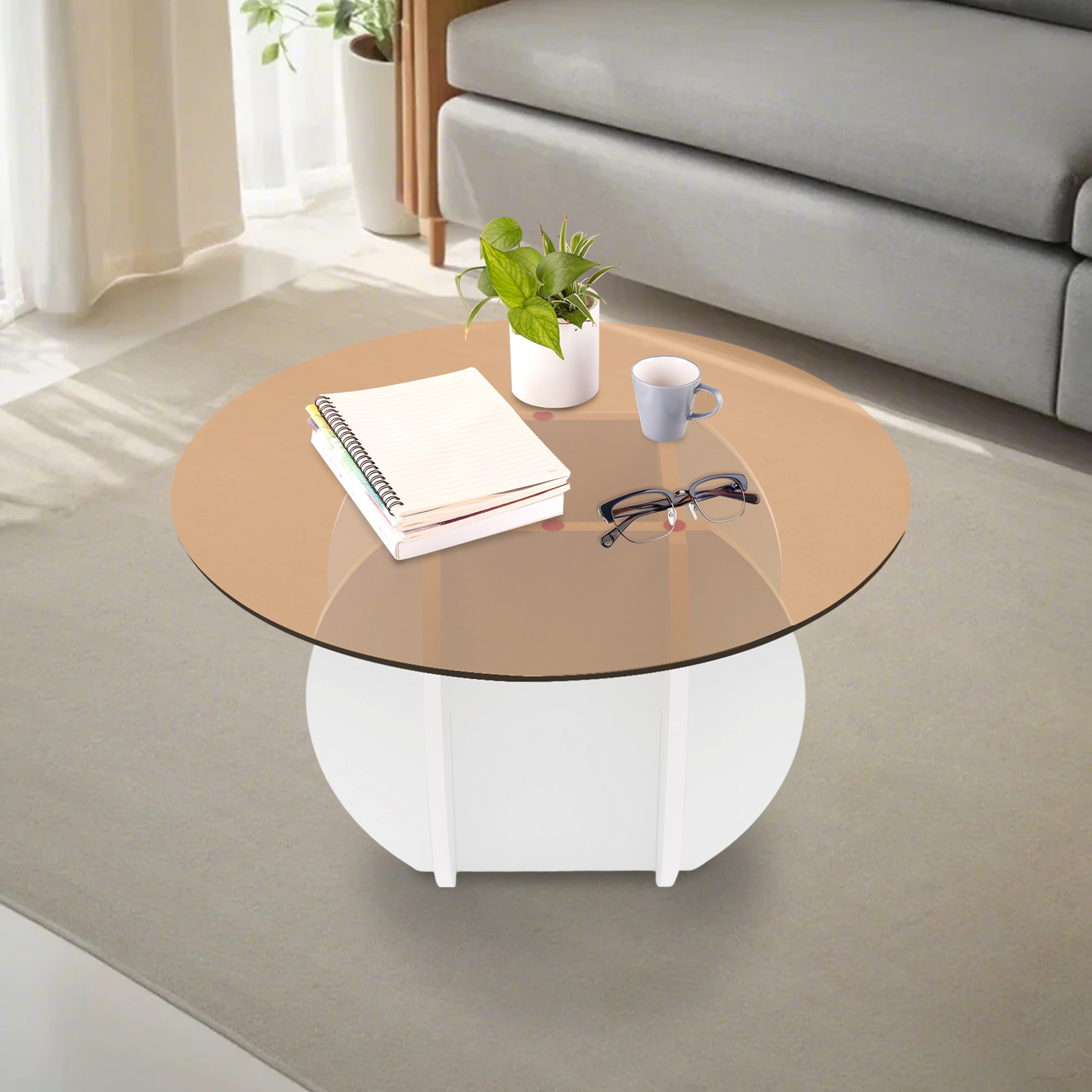 Modern Round Coffee Table 27.6 - Book Weight Glass recensie en prijs