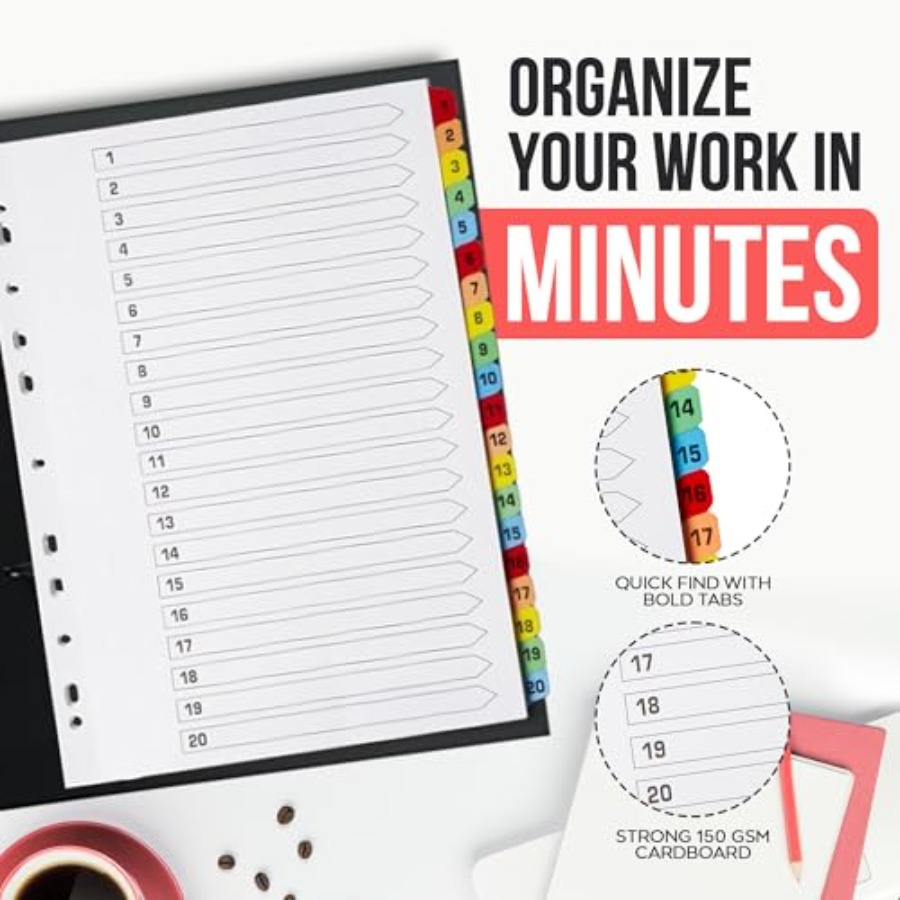 Binder Dividers with Tabs -20  - Tab Divider A4 recensie en prijs