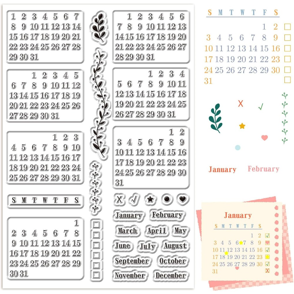 Calendar Clear Stamps Sheets R - Rubber Date Stamp recensie en prijs