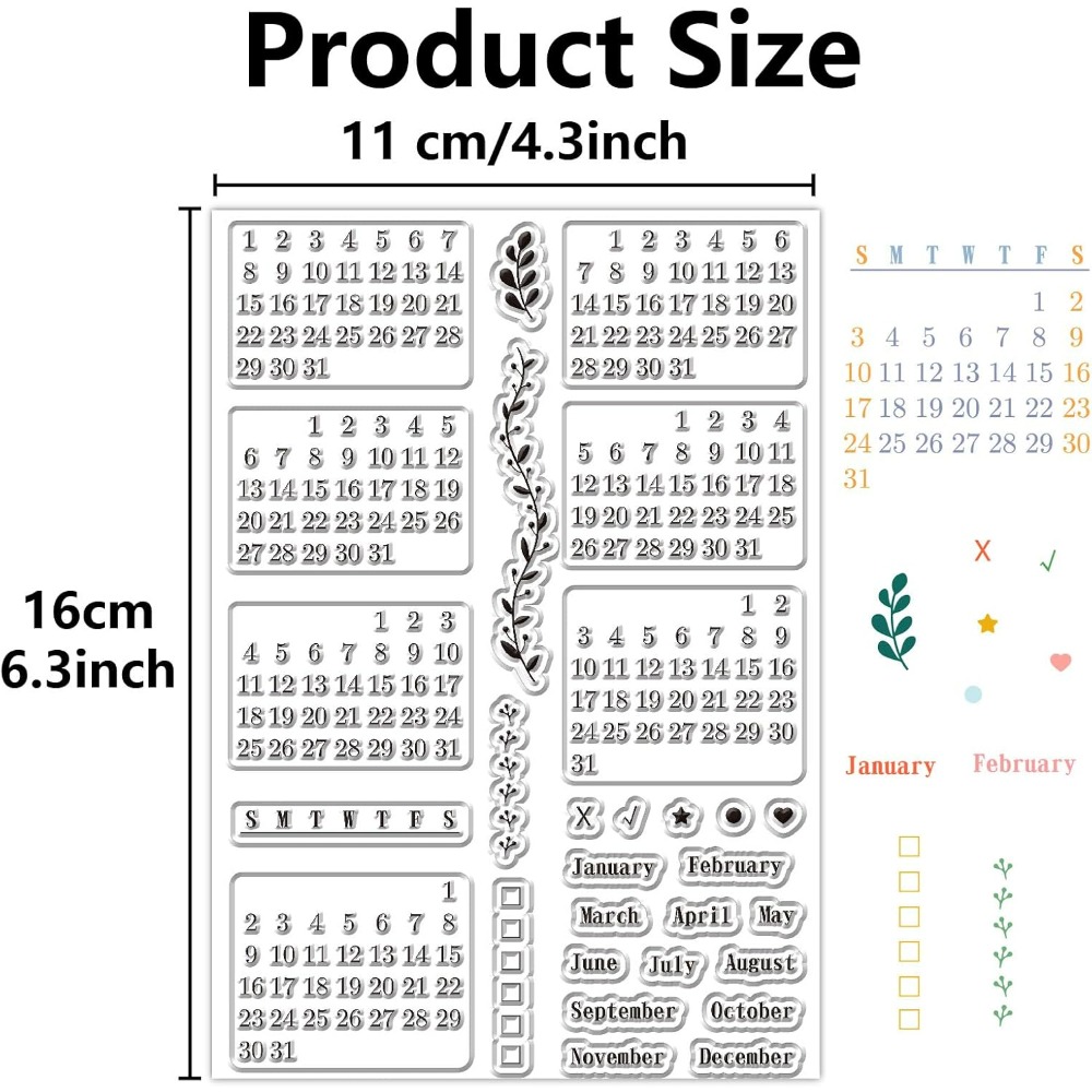 Calendar Clear Stamps Sheets R - Rubber Date Stamp recensie en prijs
