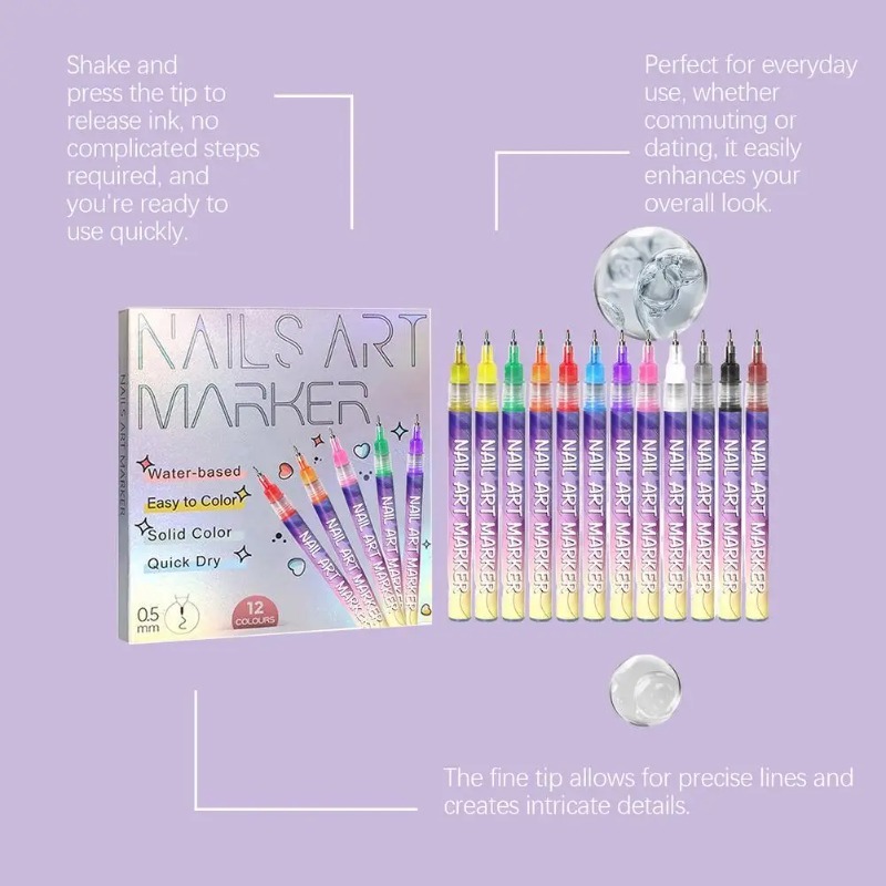 12Pcs/Set Multicolor Nail Art  - Correction Pen Fine recensie en prijs