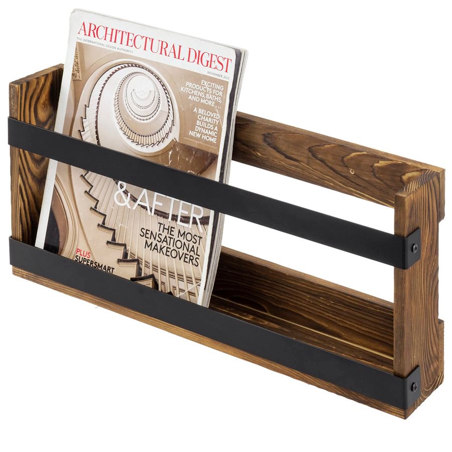 Rustic Burnt Solid Wood and In - Magazine Holder Rack recensie en prijs