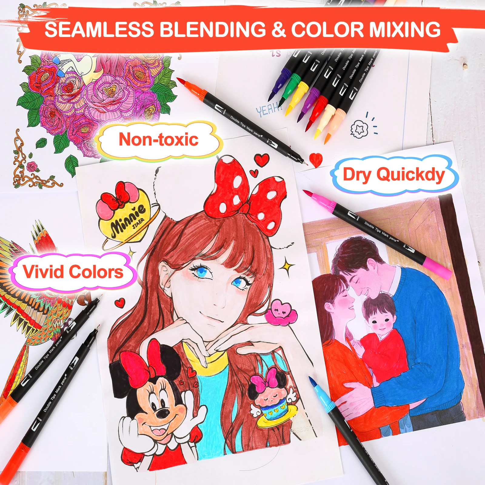 Dual Brush Marker Pens, 168 Co - Correction Pen Fine recensie en prijs